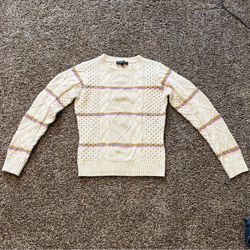 Central Park West Cream Crewneck Sweater